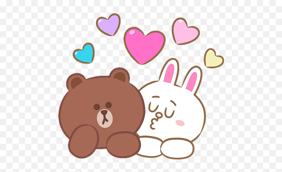 Cony Love Brown Heart Colorful Kiss - Brown And Cony Love Emoji,Brown Heart Emoji