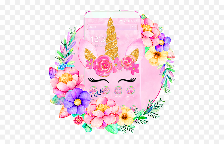 Pink Flower Unicorn Theme U2013 Apps Bei Google Play - Frame Drawing Ideas Emoji,Unicorn Wallpaper Emoji