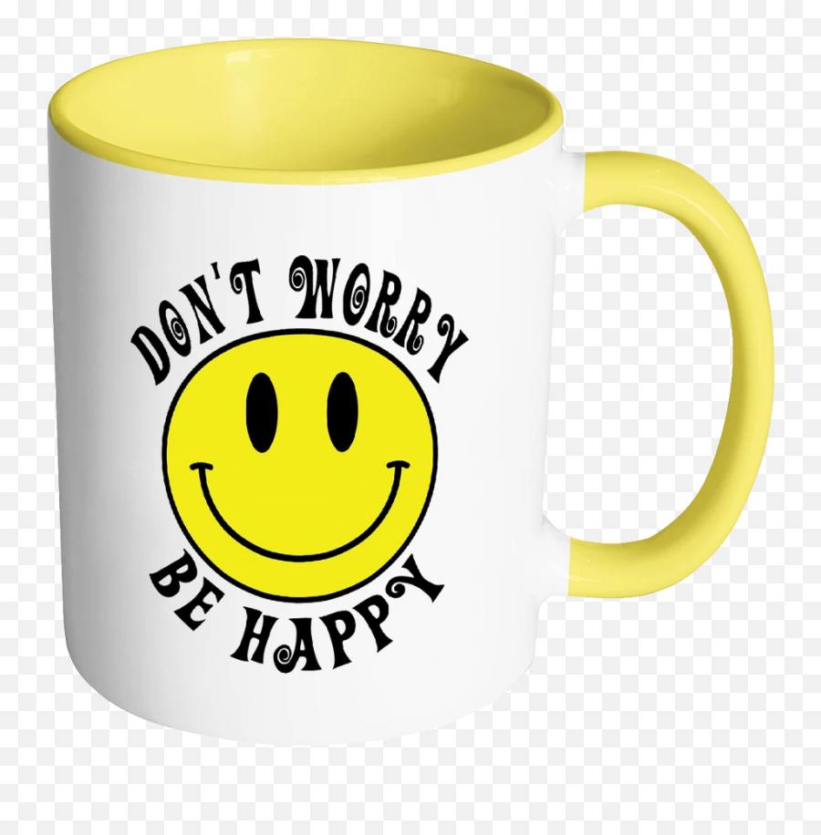 Retro Donu0027t Worry Be Happy Smiley Face Color Accent Coffee - Serveware Emoji,I Dont Know Emoticon