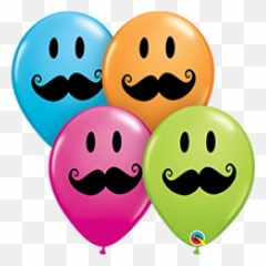 Latex Rnd Ass Prt Smile Face Mustach 50ctp - Balloon Face With Moustache Emoji,Ass Emoticon