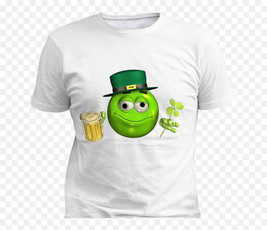 Leprechaun Emoticon Emoji With Beer Custom T - Printing Design White T Shirt,Emoji Hoodies