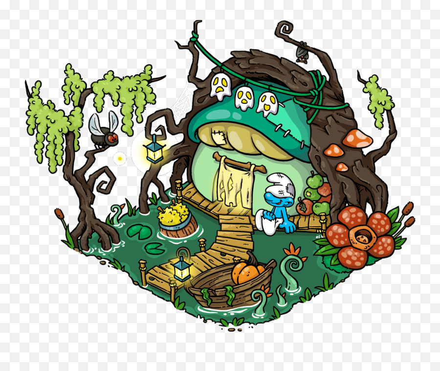 Sloppy Smurf Hut - Sloppy Smurf Transparent Cartoon Jingfm Fiction Emoji,Smurf Emoji