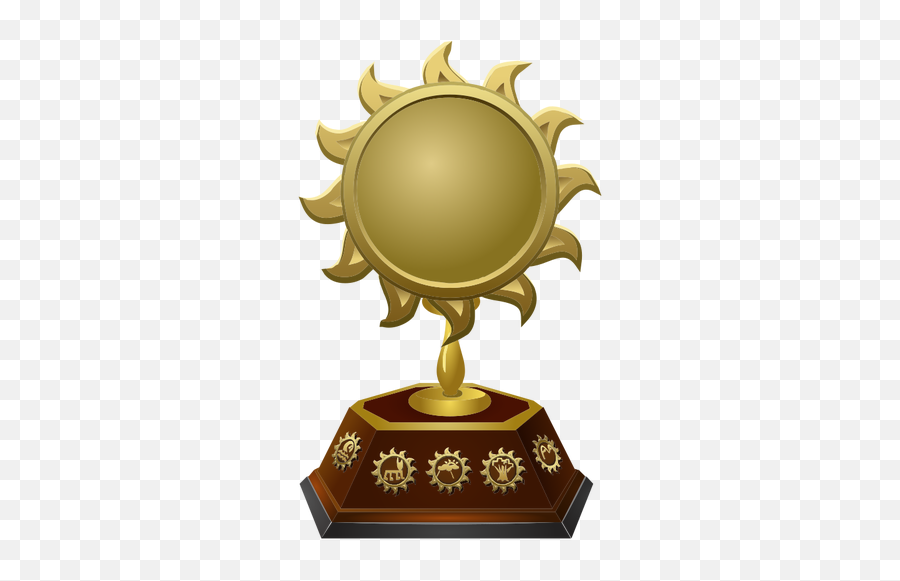 Vector Drawing Of Gold Sun Shaped - Spriggan Fairy Tail Emblema Emoji,Trophy And Cake Emoji