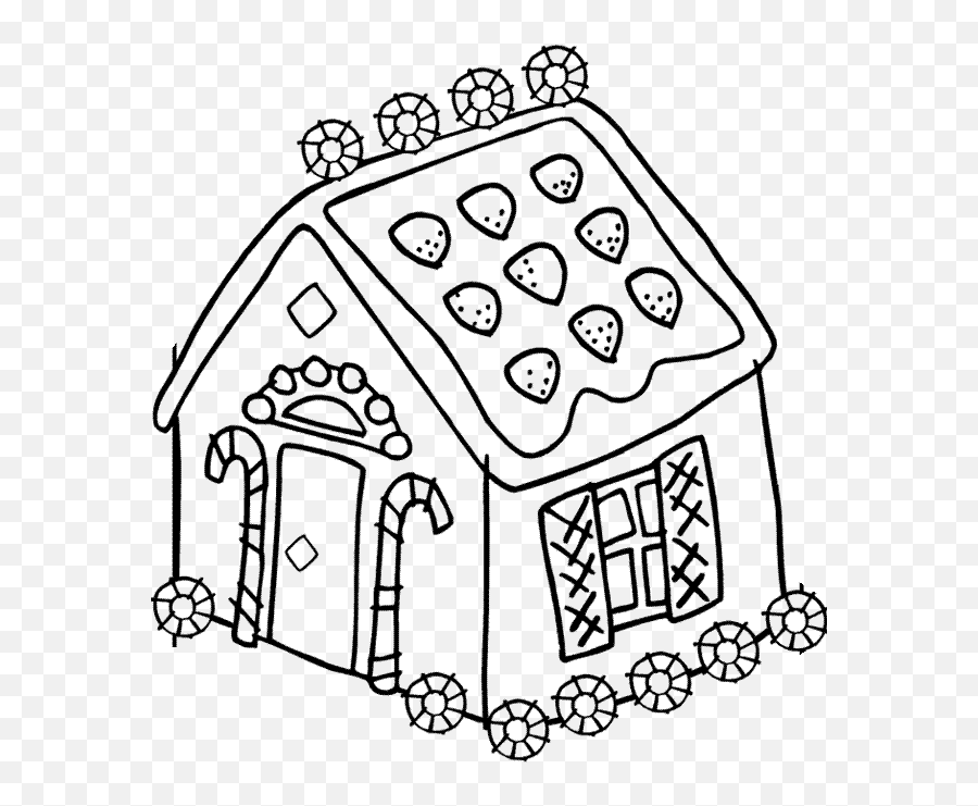 Gingerbread Man House Coloring Page - Gingerbread House Black And White Png Emoji,Gingerbread Man Emoji