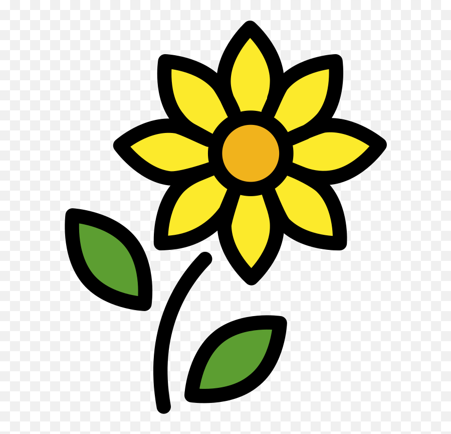 Openmoji - Flowers With 8 Petals Black And White Emoji,Sunflower Emoji