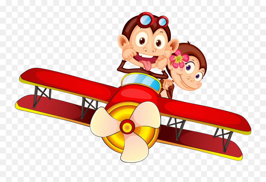 Ape Airplane - Cartoon Monkey Cool Funny Emoji,Flag And Airplane Emoji
