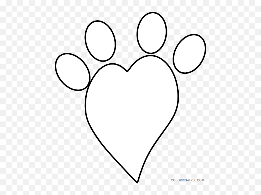 Paw Print Heart Coloring Pages Heart Paw Print Clip Art - Heart Paw Outline Emoji,Pawprint Emoji