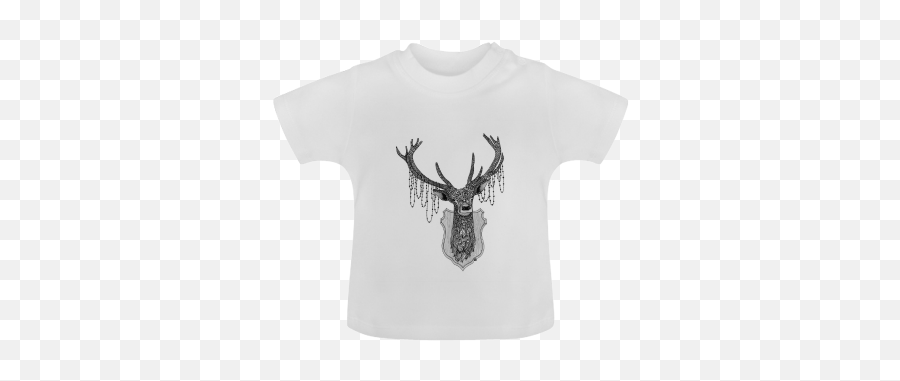 Ornate Deer Head Drawing - Pattern Art Baby Classic Tshirt Model T30 Id D174627 Livin Large Stussy Shirt Emoji,Deer Emoji