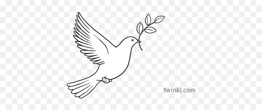 Dove Peace Emoji Twinkl Newsroom Ks2 Black And White Rgb 1 - Line Art,Dove Emoji