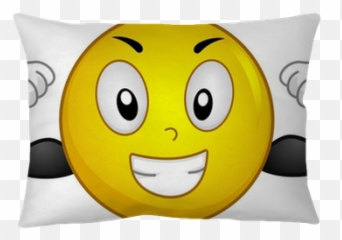 Strong Smiley Throw Pillow Pixers - Strong Smiley Emoji,Strong Emoticon