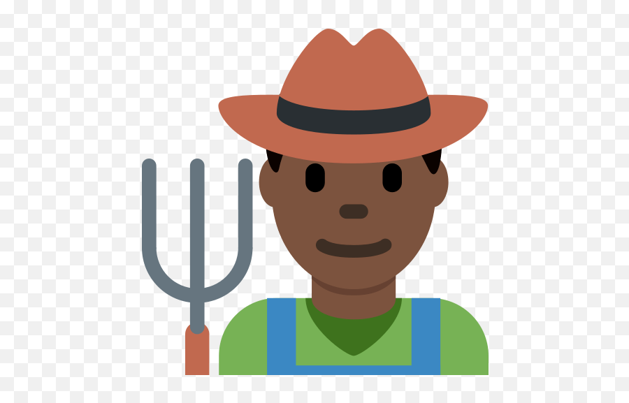 Man Farmer Emoji With Dark Skin Tone Meaning And - Farmer Emoji,Farmer Emoji