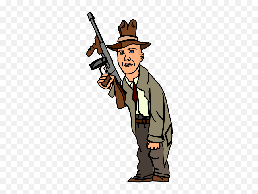 Gangster Clipart - Mafia Thompson Gun Cartoon Emoji,Gangster Emoji