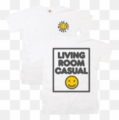 Living Room Casual White T - Shirt Smiley Emoji,Hello Emoticon