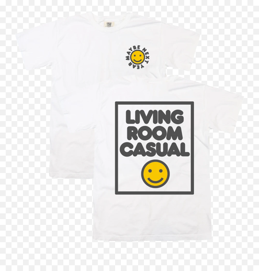 Living Room Casual White T - Shirt Smiley Emoji,Hello Emoticon