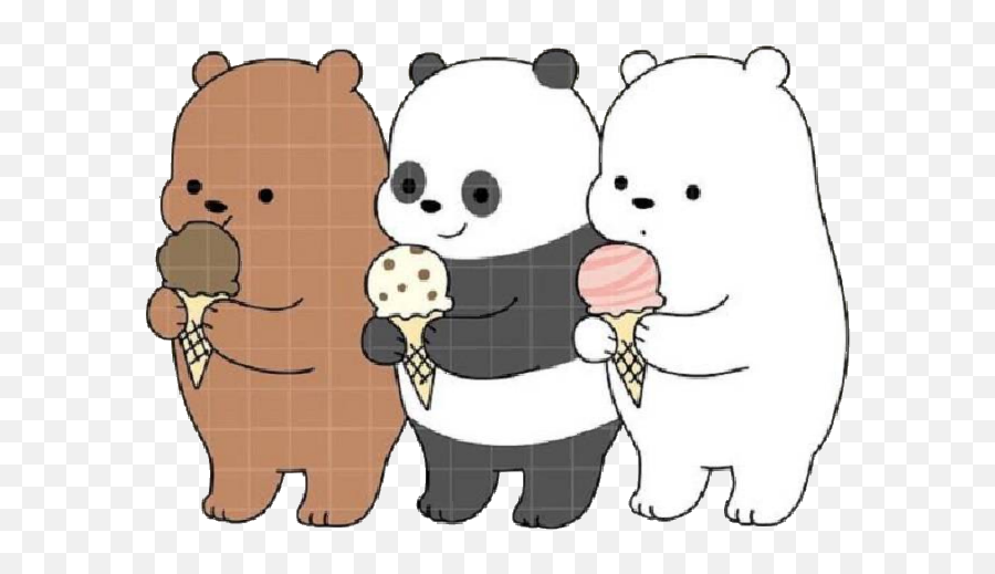 Black Icecream Black White Brown Three - Doodle We Bare Bears Emoji,Panda Bear Emoji