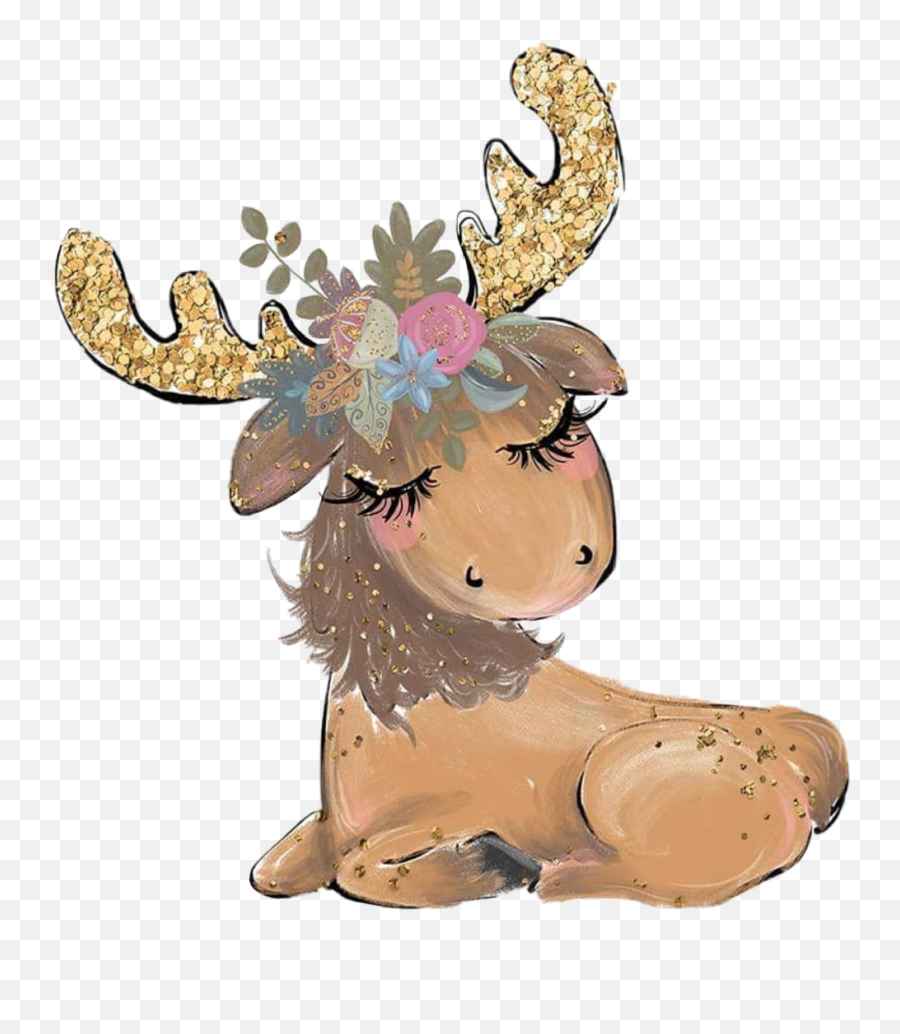 Watercolor Moose Babyanimals Sticker By Stephanie - Animal Figure Emoji,Moose Emoji