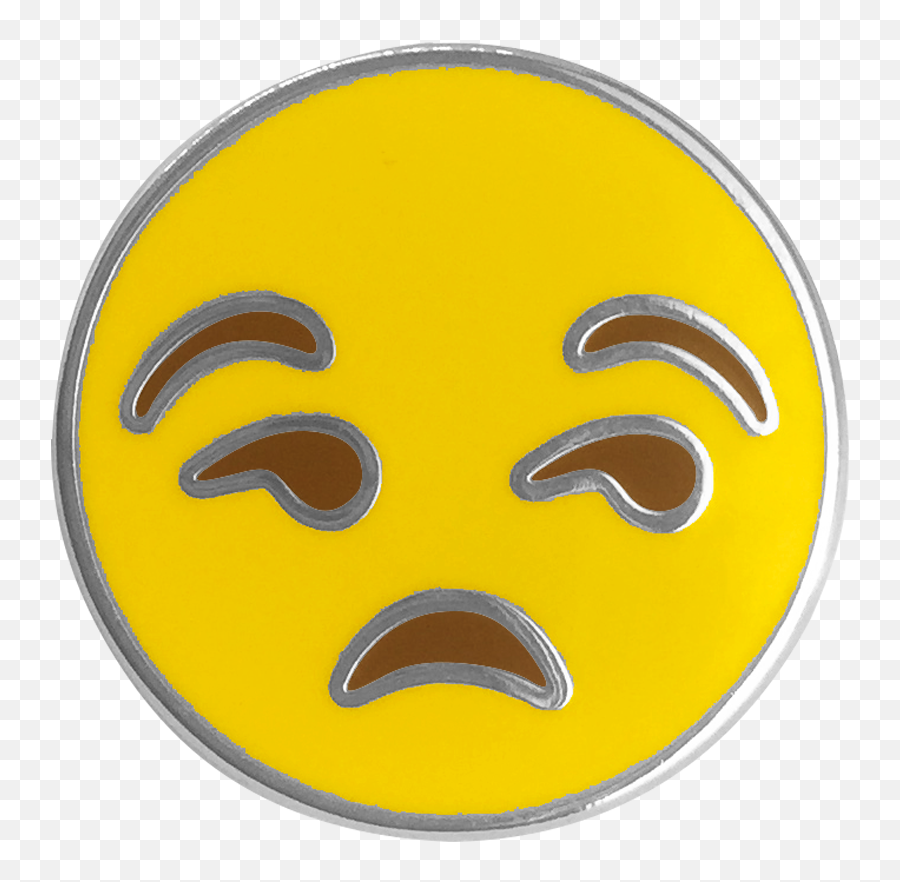 Annoyed Emoji Pin - Circle,Hand Over Mouth Emoji
