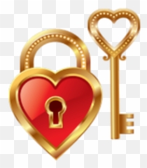 Heart Hearts Lock Key Gold Red Sticker - Heart Lock Clipart Emoji,Lock With Key Emoji
