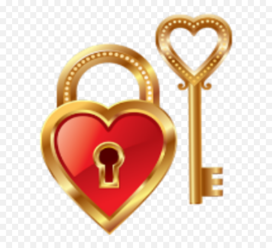 Heart Hearts Lock Key Gold Red Sticker - Heart Lock Clipart Emoji,Lock With Key Emoji