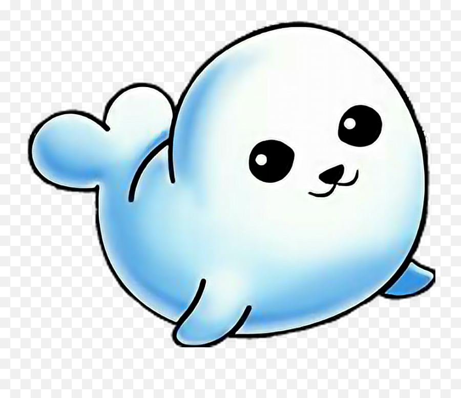 Seal Cute Awesome Love Sweet Adorable Freetoedit - Cartoon Harp Seal  Drawing Emoji,Seal Emoji - free transparent emoji 