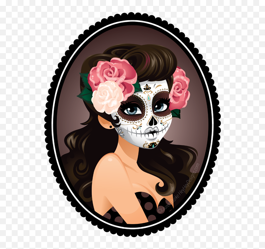 Png Image Day Of Dead - Sugar Skull Girl Cartoon Emoji,Day Of The Dead Emoji