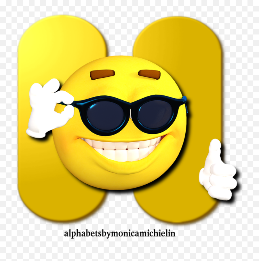 Yellow Smile Sunglasses Alphabet - Cool Thumbs Up Emoji,Emoticon H