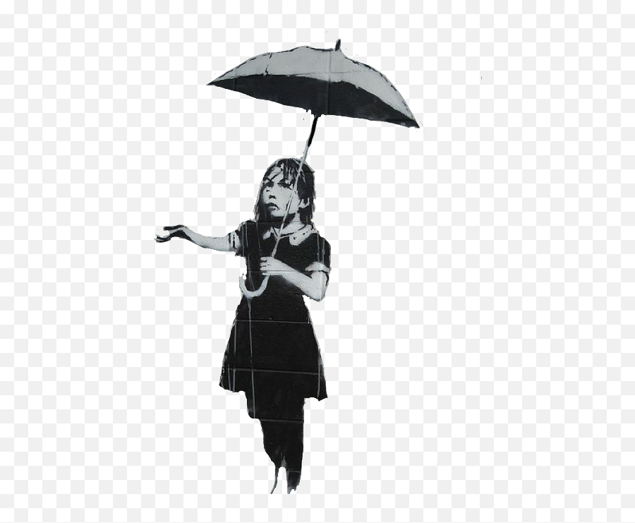 Graffiti Banksy Rain Umbrella Girl Freetoedit - Banksy Art Umbrella Girl Emoji,10 And Umbrella Emoji