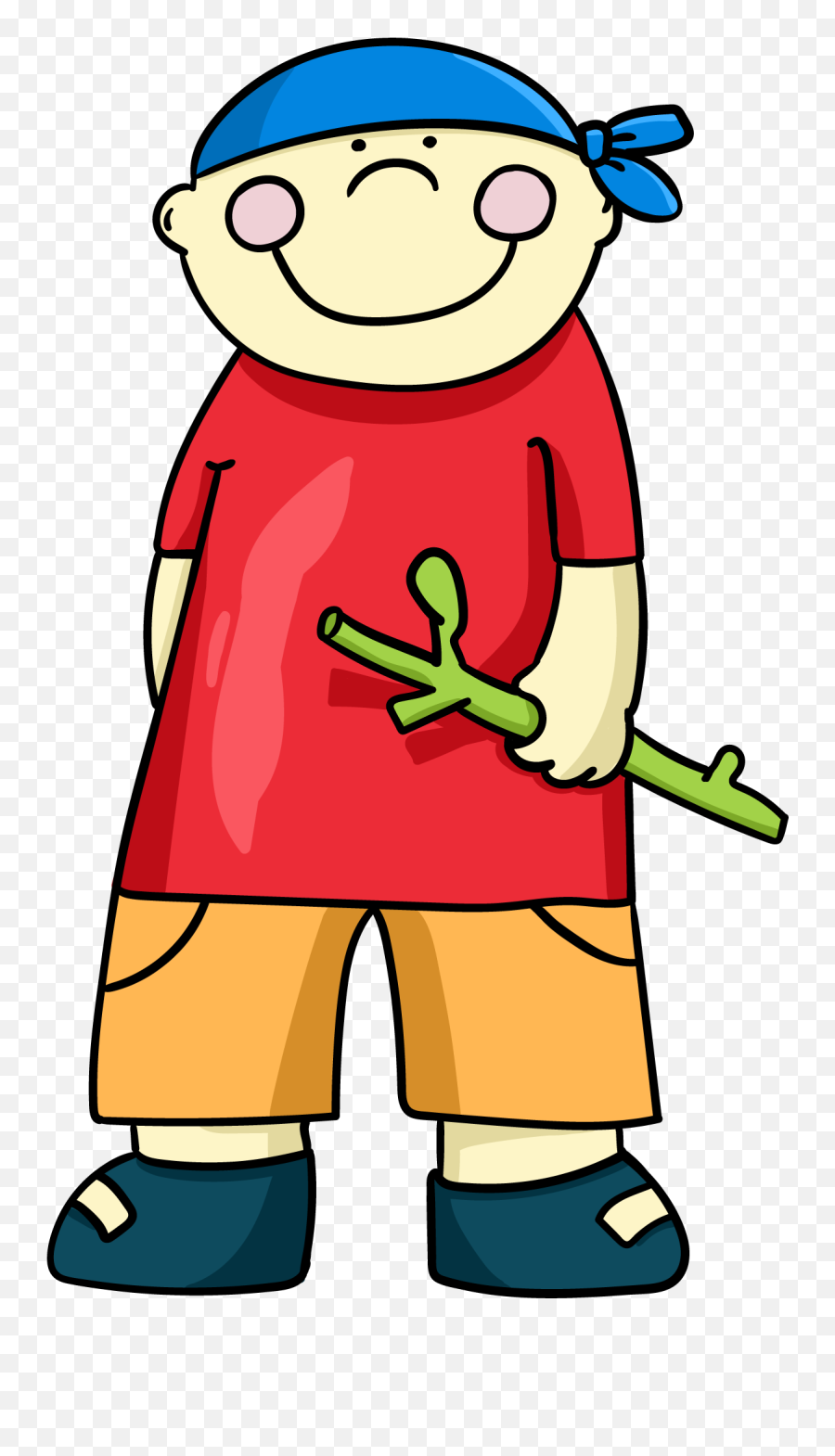 Boy With Stick Clipart - Cartoon Emoji,Amish Emoji