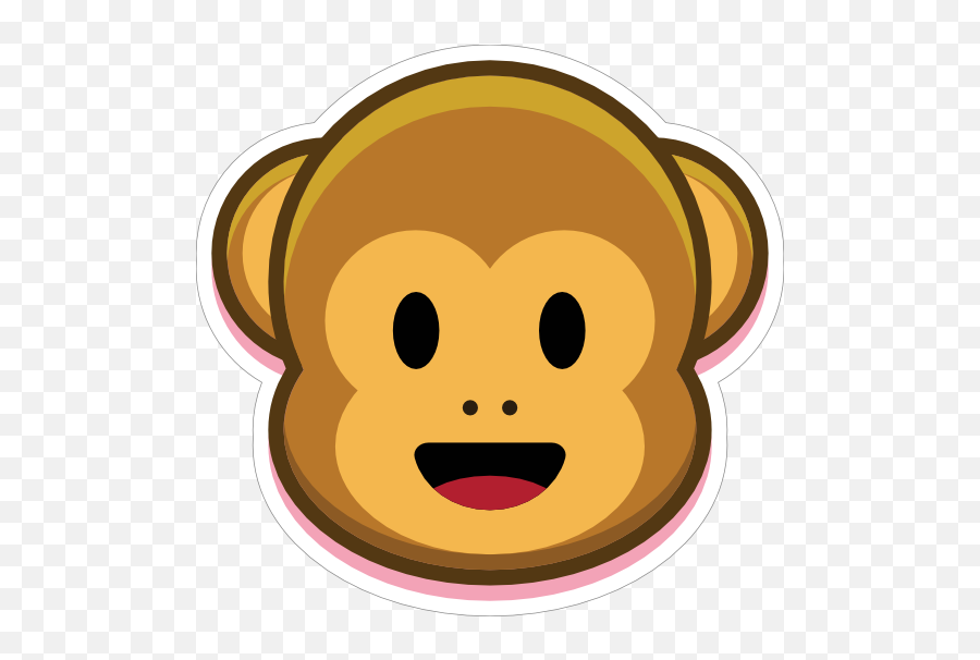 Monkey Smiling Emoji Sticker - Emoticon Mono Vector,Smiling Emoji