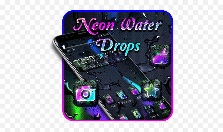 Neon Water Drops Theme U2013 Applications Sur Google Play - Gadget Emoji,Water Drops Emoji