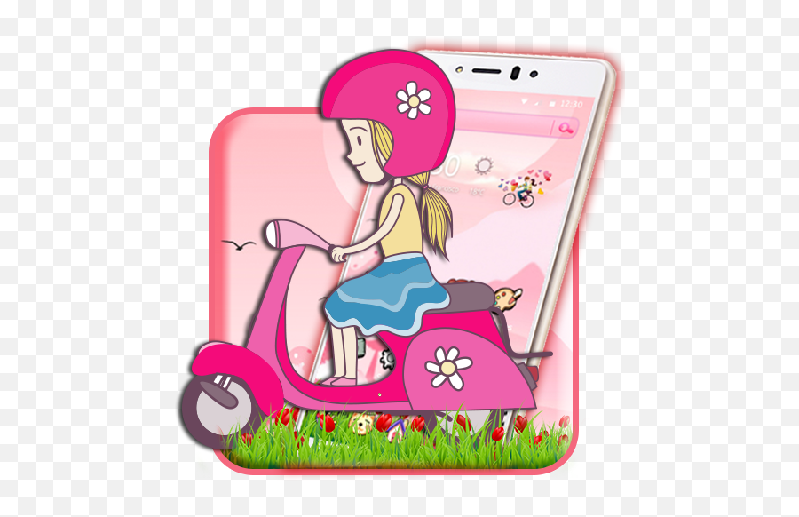 Salmon Pink Scooter Girl Theme U2013 Rakendused Google Plays - Cartoon Emoji,Blushing Emoji Android