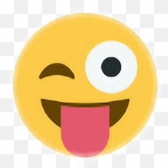 Emoji Yellow Face Sticker Tumblr Cute - Sacando La Lengua Guiñando El Ojo