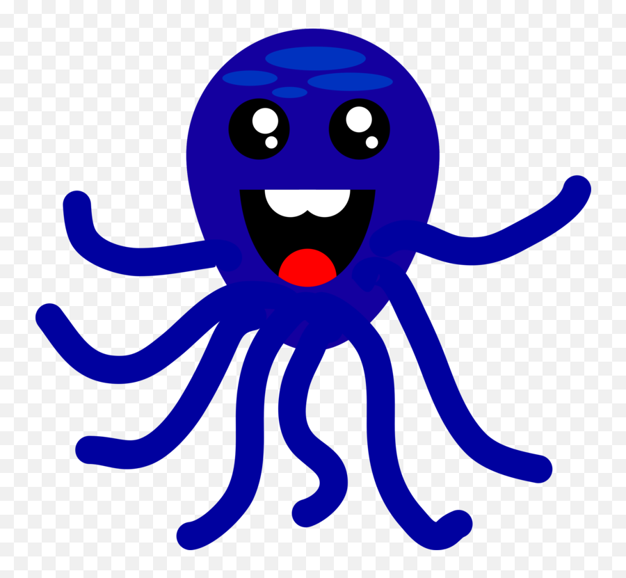 Emoticon Cartoon Electric Blue Png Clipart - Cephalopod Emoji,Squid Emoticon