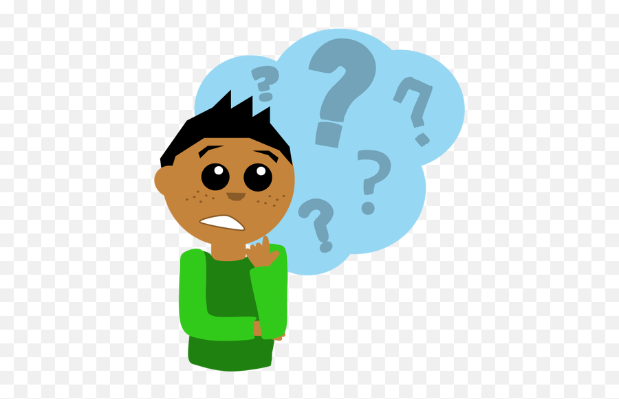 Vector Graphics Of Boy With Freckles With Lots Of Questions - Question Clipart Emoji,Question Mark In Box Emoji