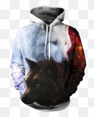 Guys - Yin Yang Wolf Hoodie Emoji,Emoji Pullover