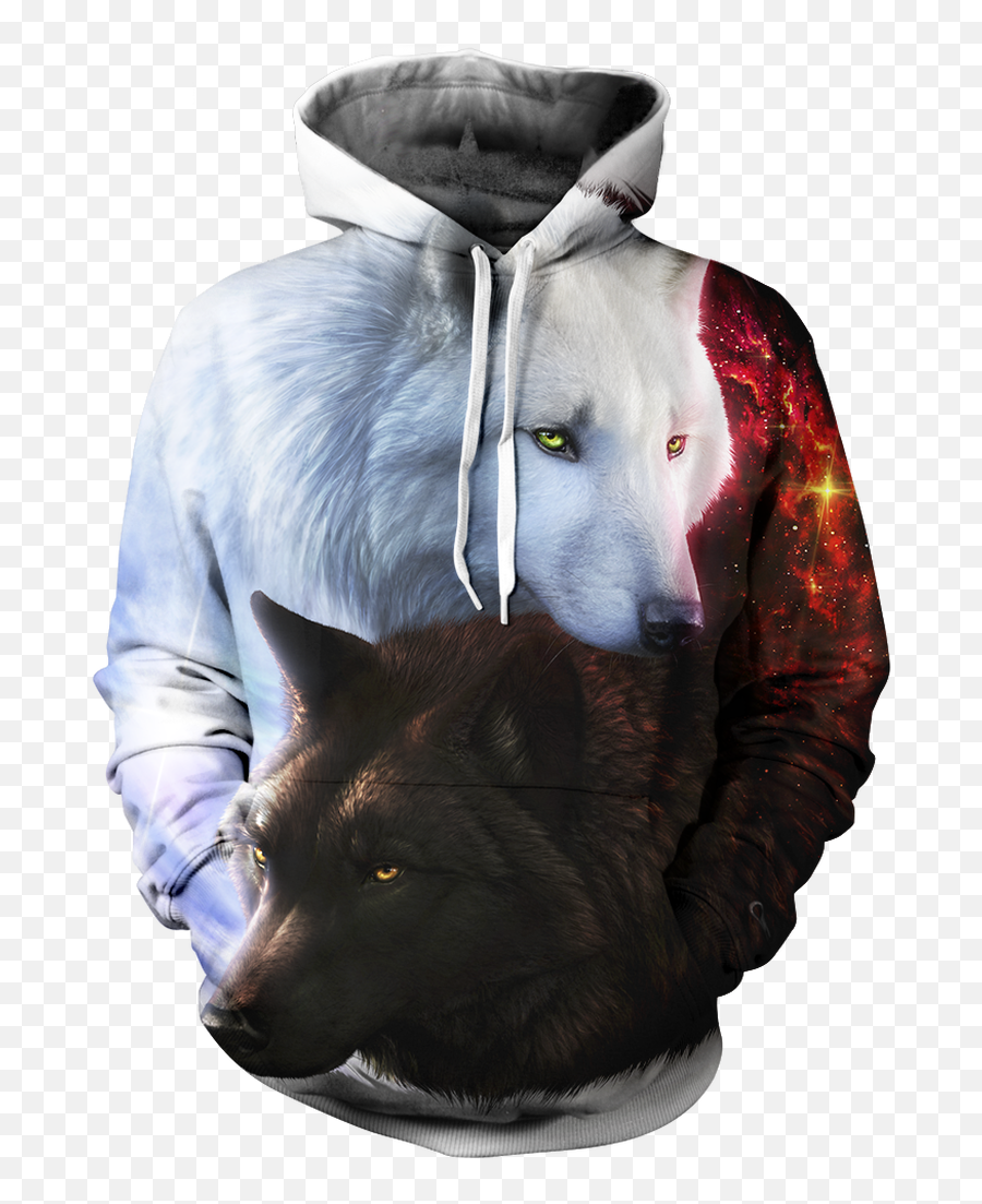 Guys - Yin Yang Wolf Hoodie Emoji,Emoji Pullover