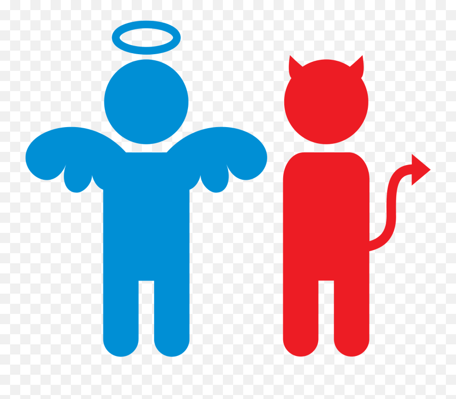Angel And Devil Pictogram Clipart Free Download Transparent - Angel And Devil Png Emoji,Demon Face Emoji