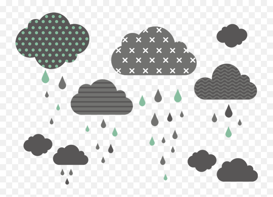 Pack Of 9 Patterned Rain Clouds Wall Sticker - Cloud Emoji,Rain Cloud Emoji