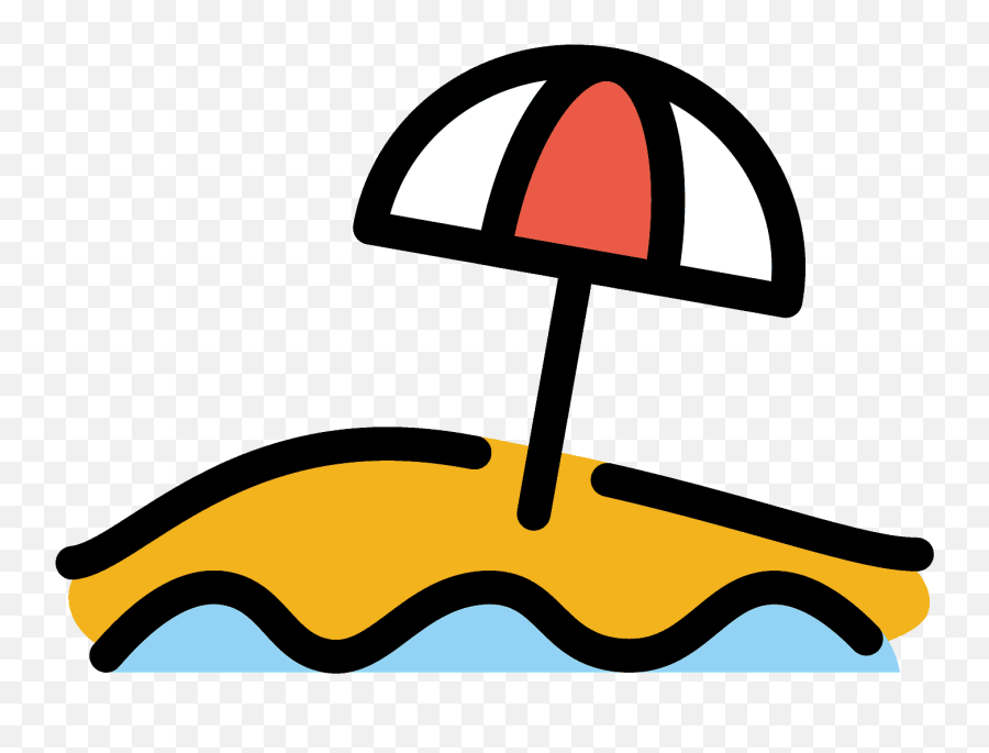 Beach With Umbrella Emoji Clipart - Playa Emoji,Sand Emoji