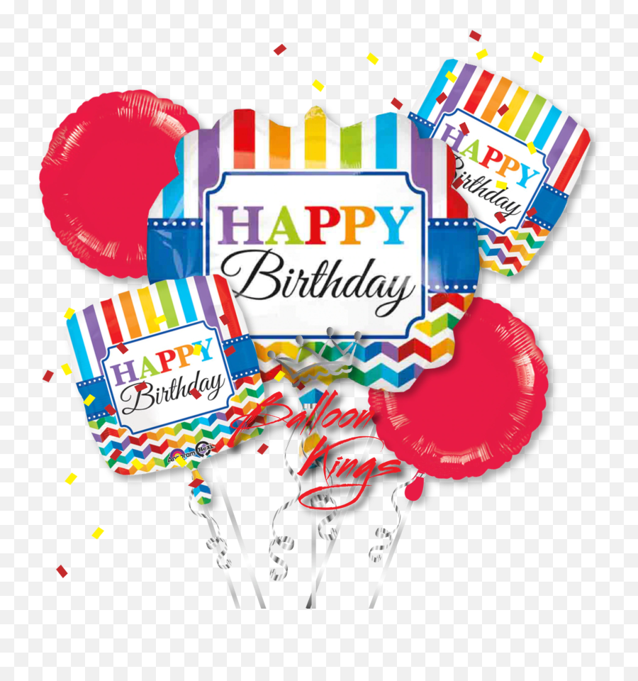 Happy Birthday Stripe And Chevron Bouquet - Birthday Balloons For Hubby Emoji,Happy Birthday Emoji Text