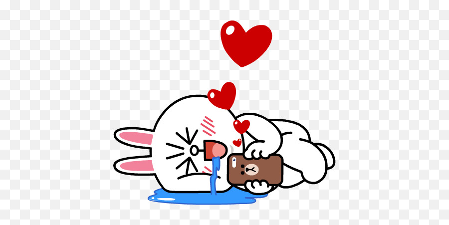 Brown Cony Sweet Love - Line Friends Cony And Brown Emoji,Brown Heart Emoji