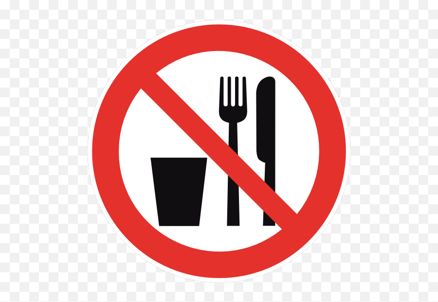 No Food Or Beverage Sign Sticker - Eating Or Drinking Sign Emoji,Fork And Knife Emoji