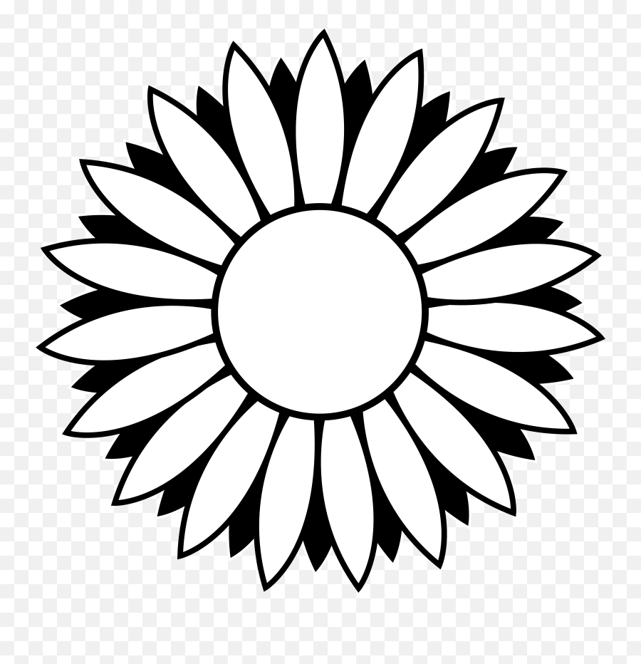 Free Black And White Flower Designs - Sun Flower Black And White Clip Art Emoji,Black Flower Emoji