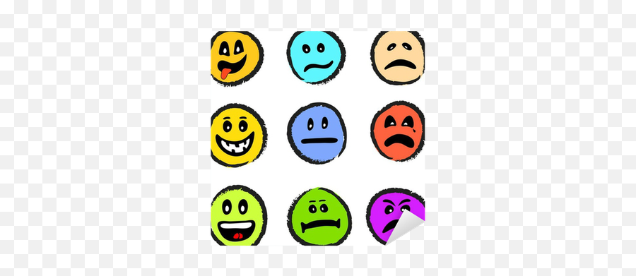 Set Of Emoticon Doodle Expressions - Happy Emoji,Emoticon Set