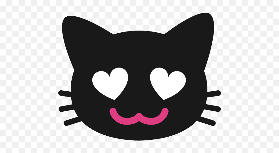 Smiling Cat Face W Heart Shaped Eyes - Cute Black Cat Emoji,How To Make A Cat Emoji