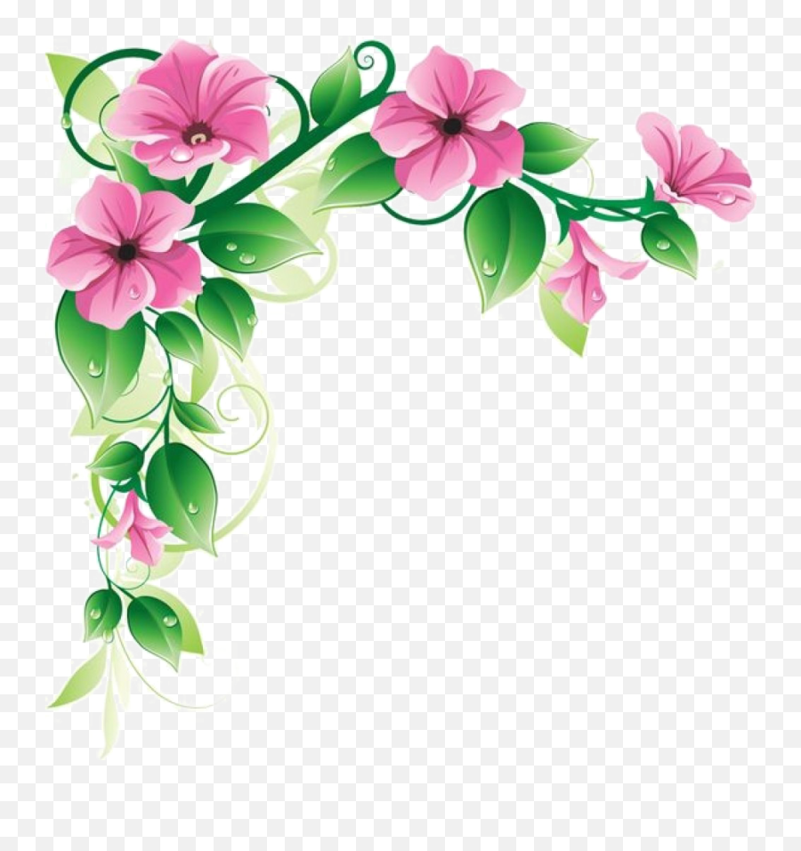 Floral Frame Png - Flower Page Corner Design Emoji,Japanese Emoji Flower