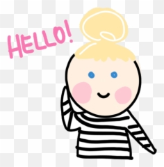 Girl Hello Sticker - Clip Art Emoji