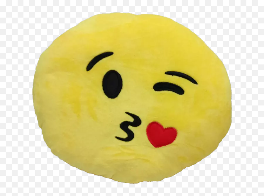 Cute Yellow Emoji Cushion Pillow Soft Plush Round Toy 30cmkiss - Happy,Emoji Face Pillow