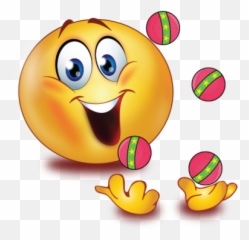 Clown With Jogging Balls Emoji - Happy Face Waving
