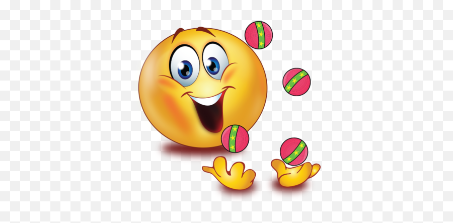 Clown With Jogging Balls Emoji - Happy Face Waving Emoji,Facebook Emoticons Codes